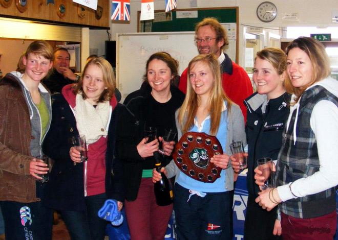 Cambridge University - BUSA Ladies’ National Champions 2013 (L to R) Esther Sidebottom, Francine Counsell, Clair Banner, (Chris Atkins ISAF) Milly Stephens, Fiona Hampshire & Honor Fell © Nigel Vick